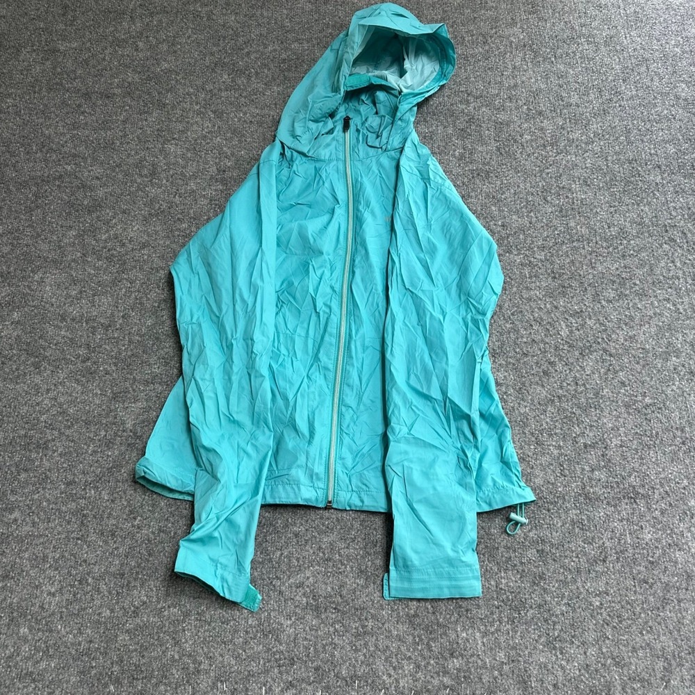Columbia Jacket Womens Size M Turquoise Blue Hooded Windbreaker Full Zip Mesh
